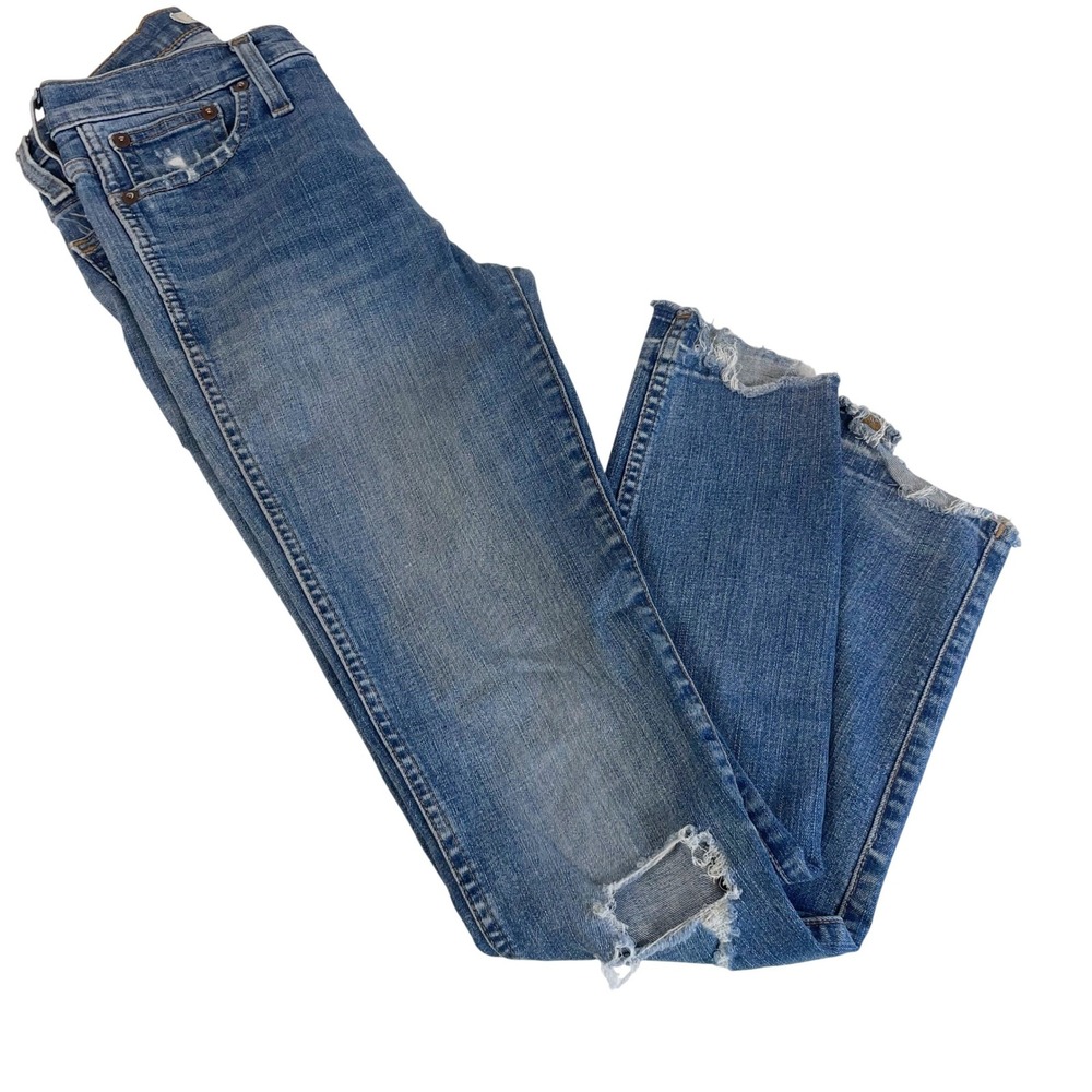 Madewell 10" High Rise Skinny Distressed Jeans Blue Size 24 Womens Raw Hem